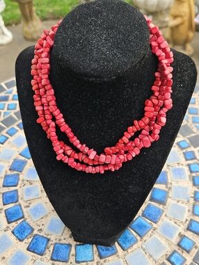 Dyed Coral Chunk Necklace
